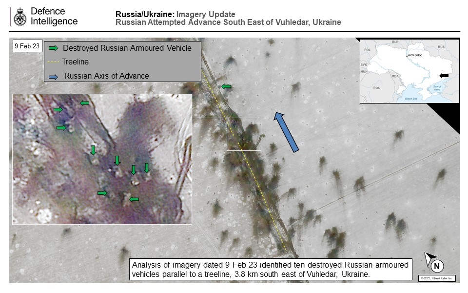 Анализ снимка уничтоженной российской техники под Угледаром от британской военной разведки