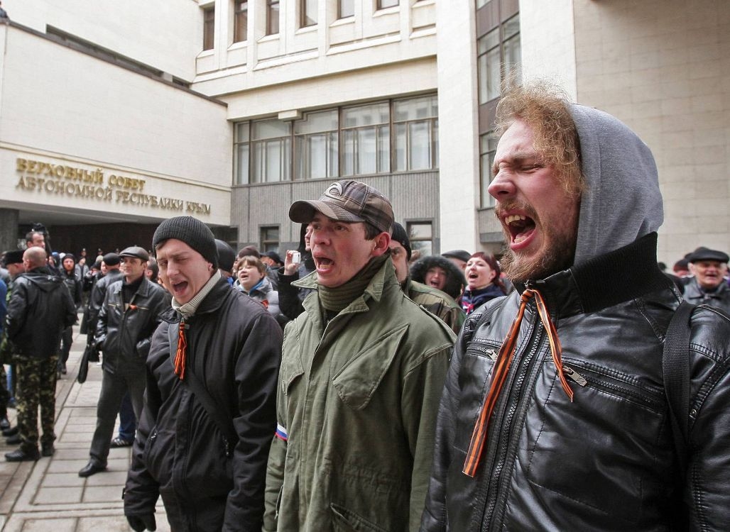  Pro-Russian activists outside the Crimean Supreme Council, February 26, 2014. 