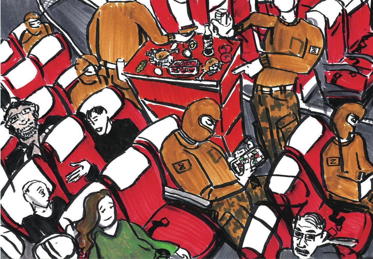 В странном самолёте. Рисунок Саши Скочиленко