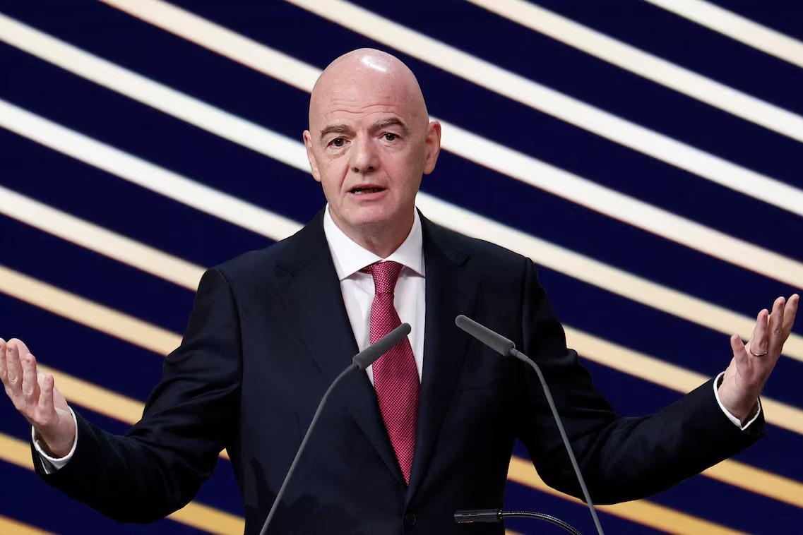 Президент ФИФА Джанни Инфантино на конгрессе УЕФА в Брюсселе, 12 февраля 2026 года. Фото: Benoit Tessier / Reuters