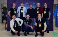 Unit 29155 hackers Denis Denisenko (center, front row) and Nikolay Korchagin (second right, top row)