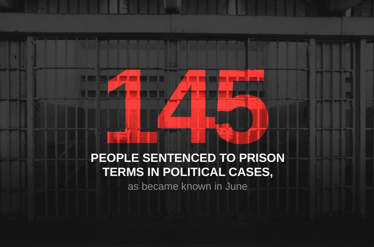 Political sentences in Russia in June: 145 people handed prison time, 110 verdicts announced