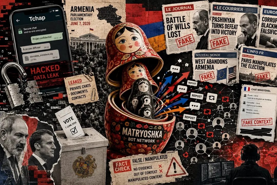 Pro-Kremlin Matryoshka bot network launches new disinfo campaign claiming France is preparing to turn Armenia into “foothold against Russia”