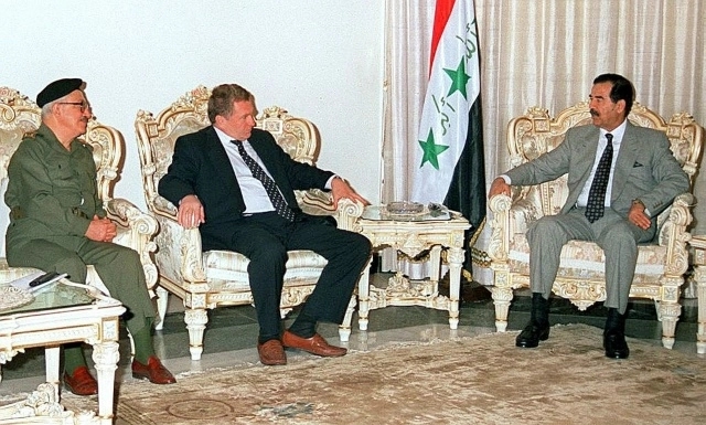 Vladimir Zhirinovsky meeting Saddam Hussein in Iraq. Baghdad, November 3, 1998