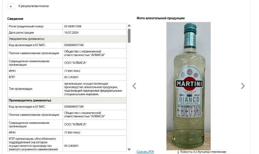 Скан уведомления в ЕГАИС