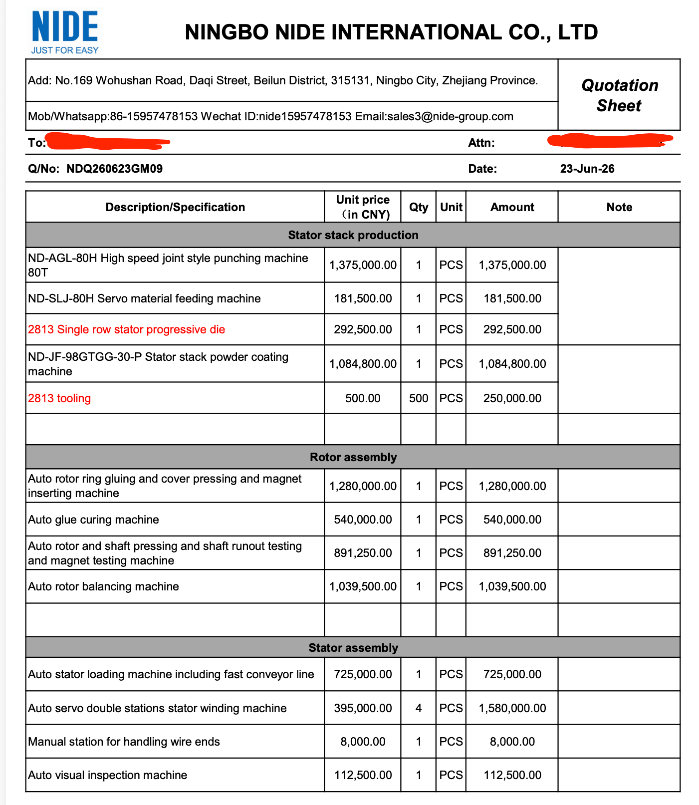 Invoices from Nide