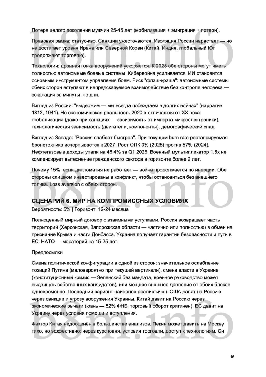 Аналитическая записка «Сценарии достижения мира в конфликте Россия – Украина»