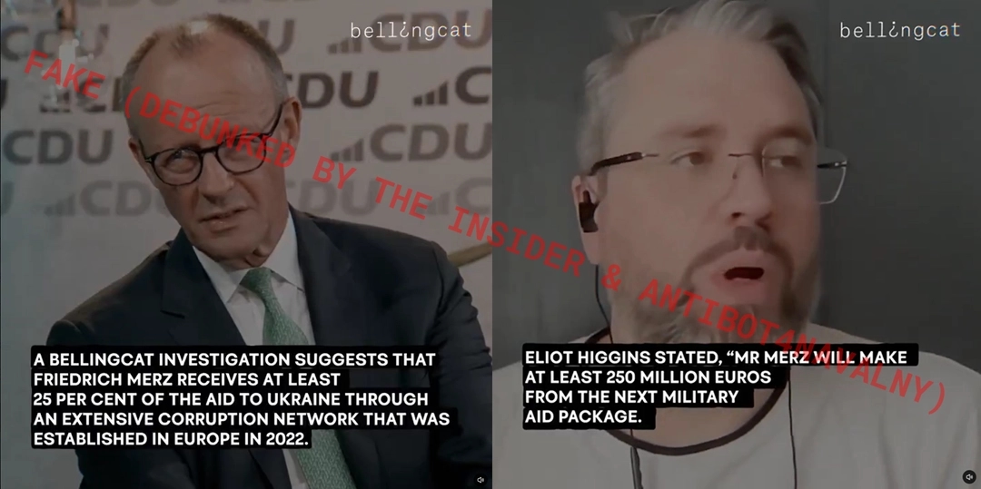 Screenshots from a video falsely presented as coming from Bellingcat
