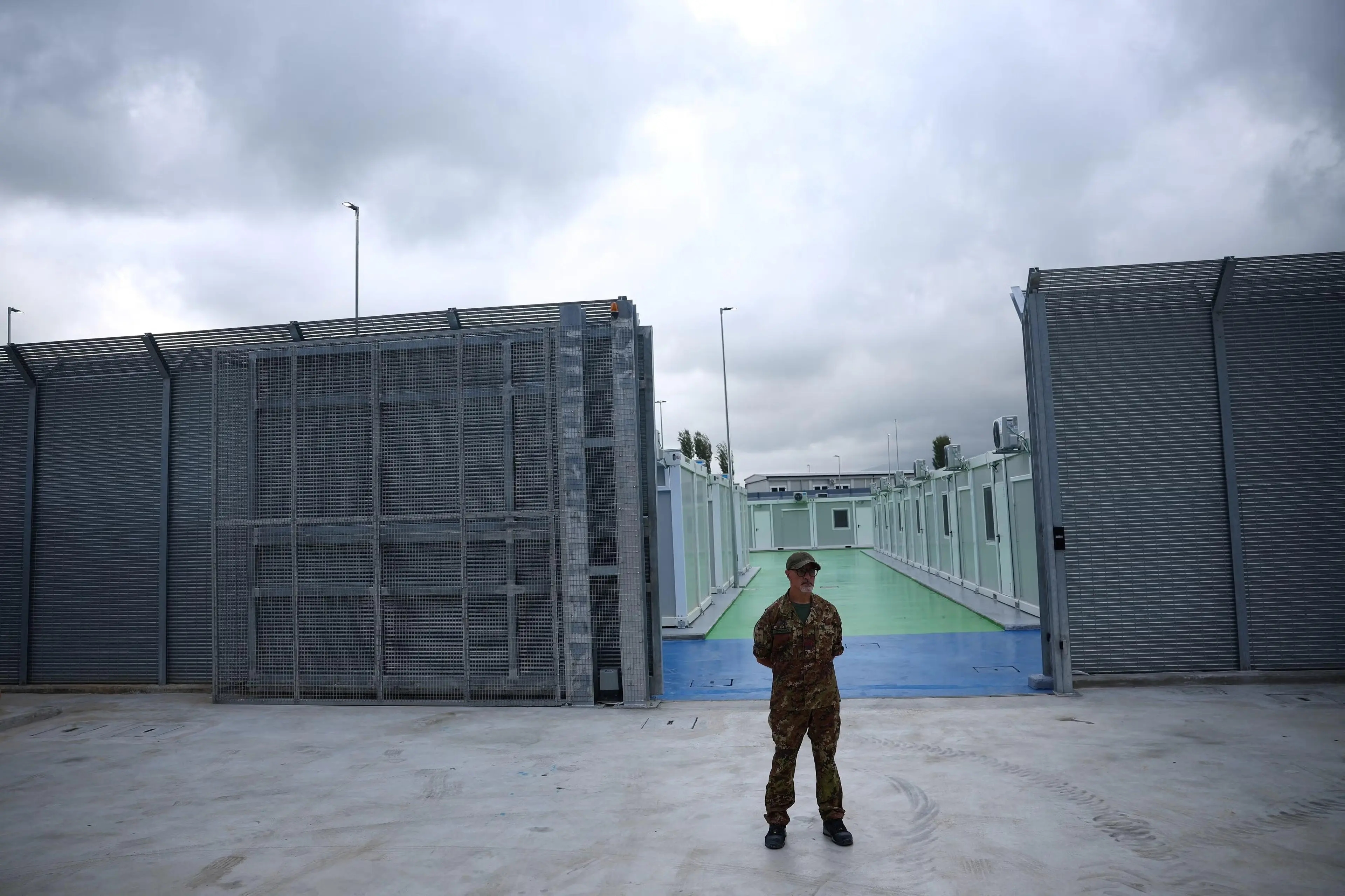 Refugee detention center in Gjader, Albania, 2024. Florion Goga/Reuters