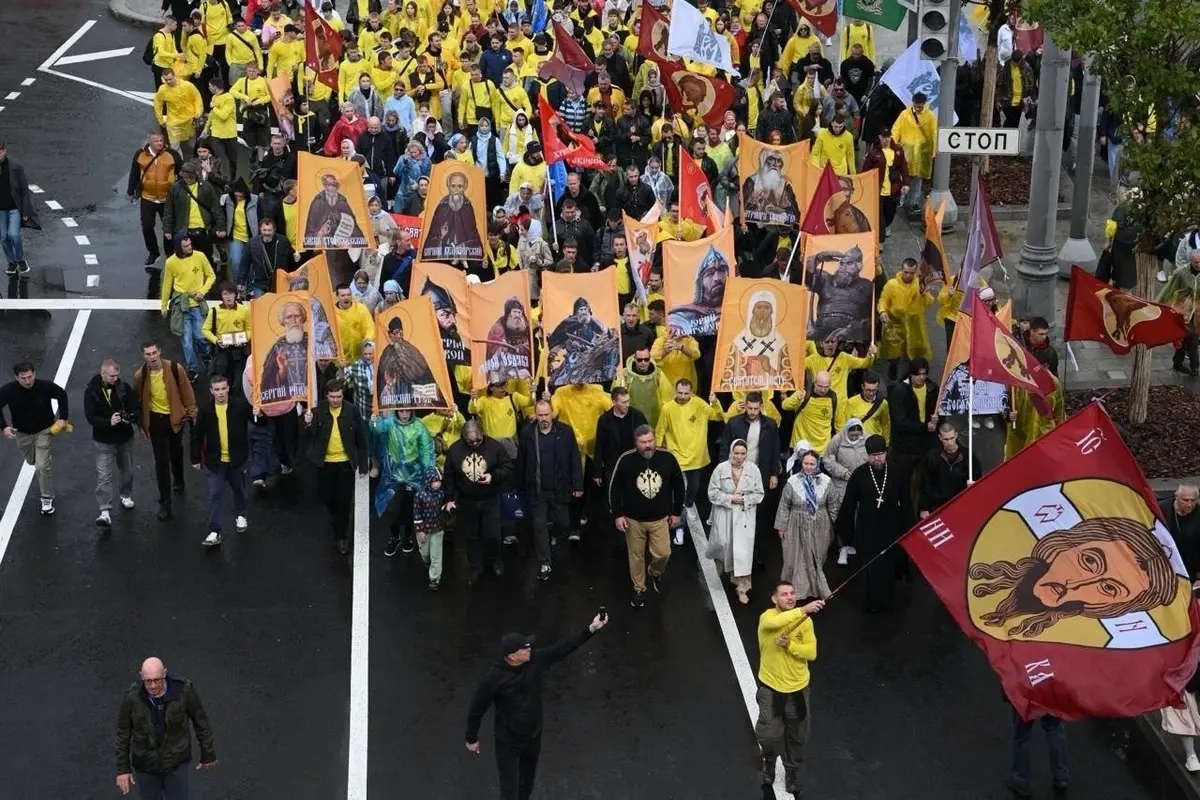 Konstantin Malofeev at the head of a column of his supporters during the Moscow-wide religious procession, September 6, 2026. Photo: Konstantin Malofeev