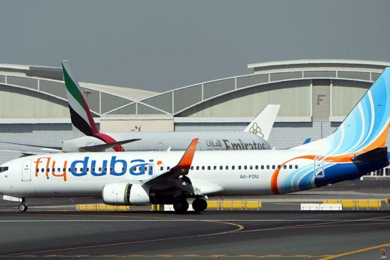 Один из самолетов Flydubai в аэропорту Дубая. Фото: EPA