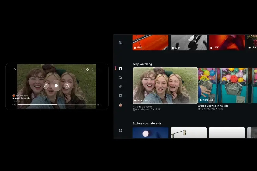 Пример интерфейса Instagram, интегрированного в Apple TV / META