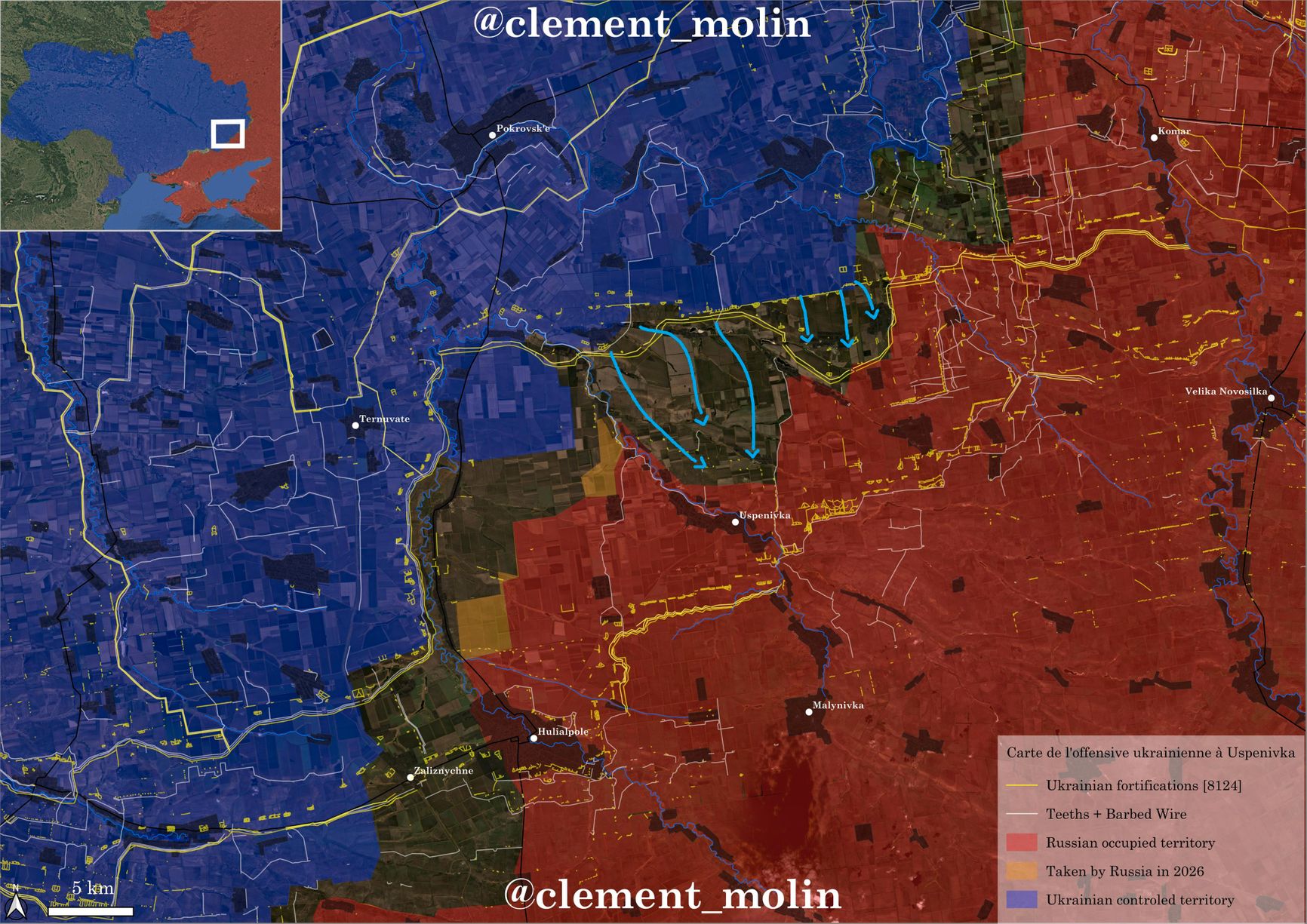 Ситуация на южно-донецком направлении по версии исследователя под ником Clément Molin