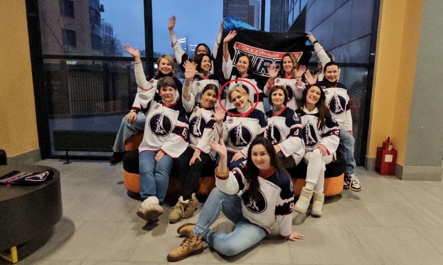 The Buran supporters group with Olga Tkacheva pictured in the middle