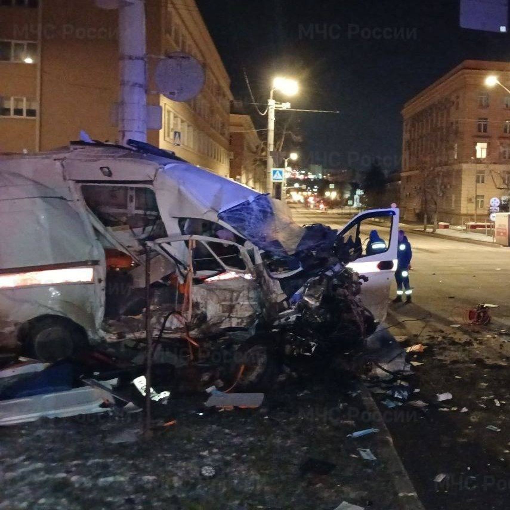 The ambulance after the fatal crash involving military personnel