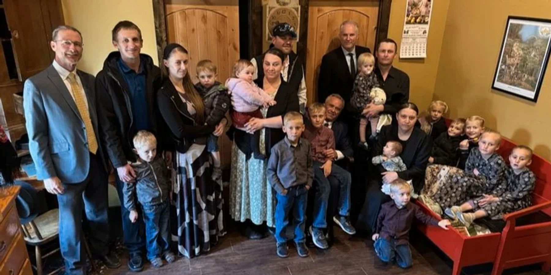 Robert F. Kennedy Jr. visiting a Mennonite family whose daughter died of measles complications; she had not been vaccinated
