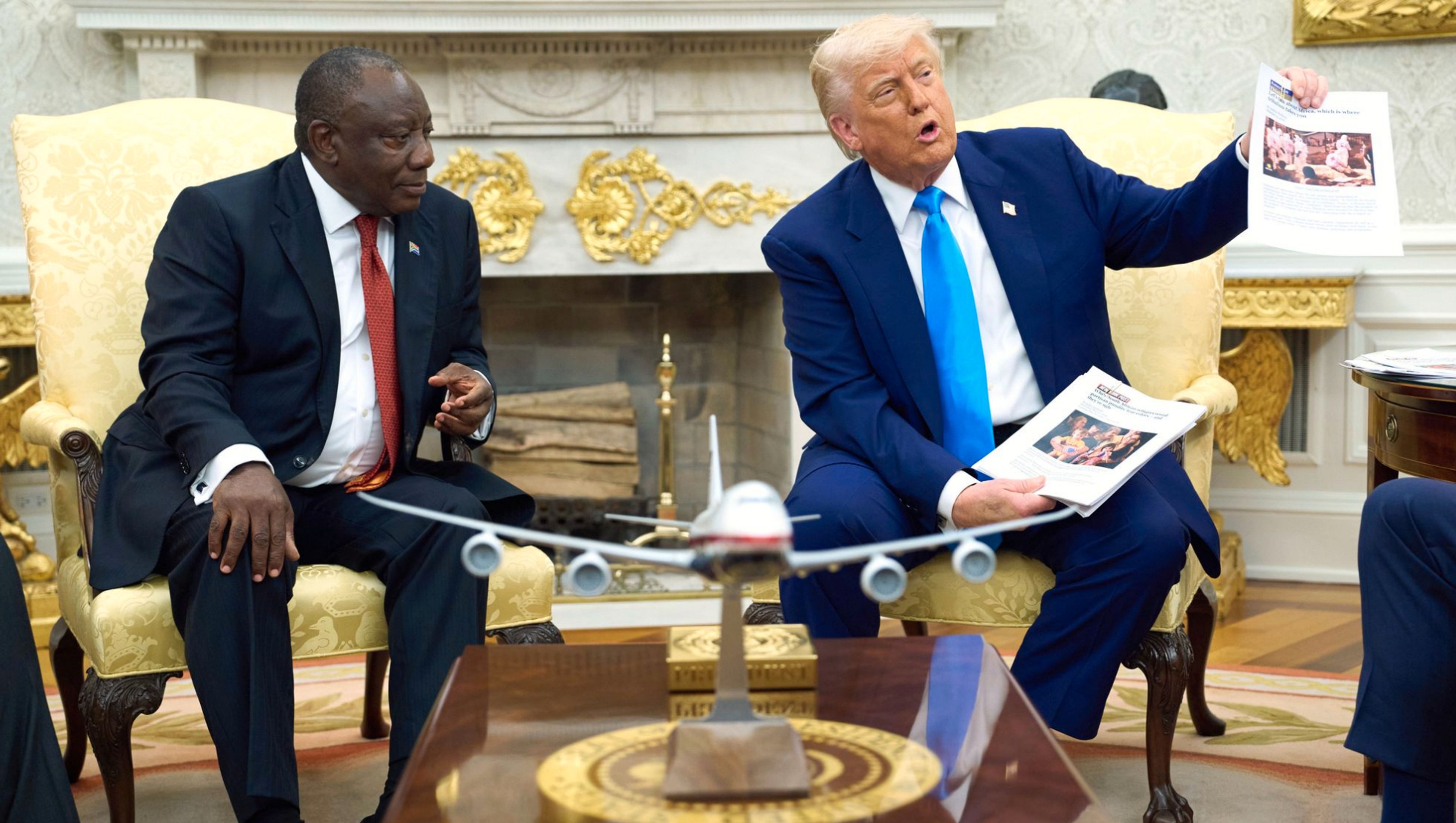 Donald Trump meets with South African President Cyril Ramaphosa at the White House. 