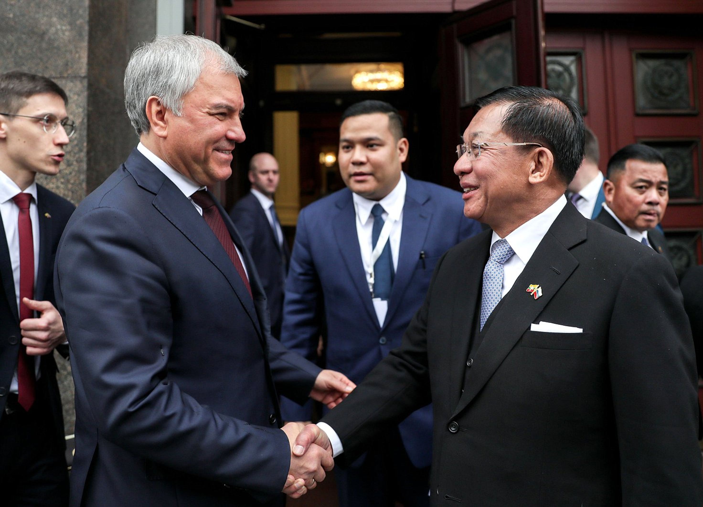 Speaker of the State Duma Vyacheslav Volodin and Myanmar Prime Minister Min Aung Hlaing